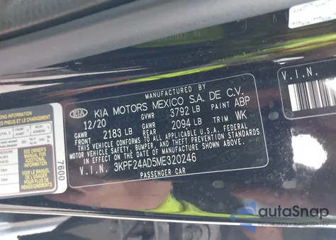 2021 Kia Forte Fe from USA, damaged, VIN 3KPF24AD5ME320246